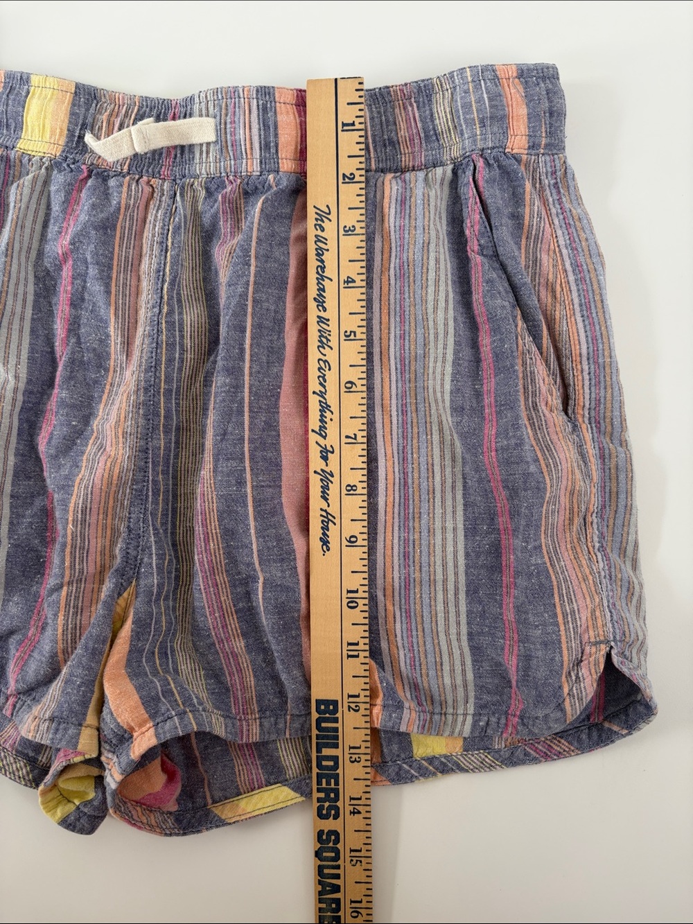 Marine Layer Striped Drawstring Hemp Blend Pull-On Beach Shorts Coastal Summer - Picture 8 of 10